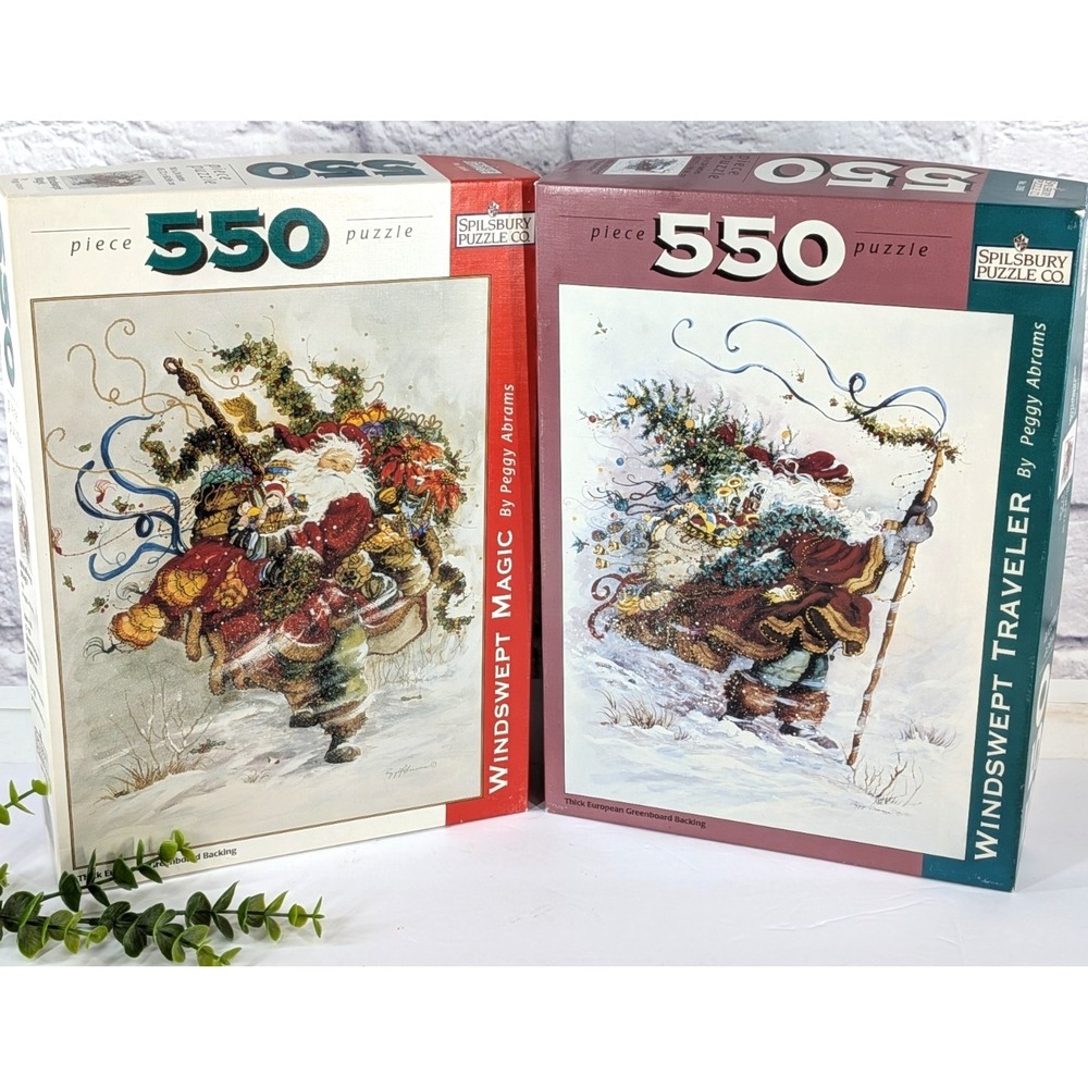 VTG SANTA LOT 2🎄1997 Spilsbury Puzzle Co Windswent Magic Traveler 550 Christmas
